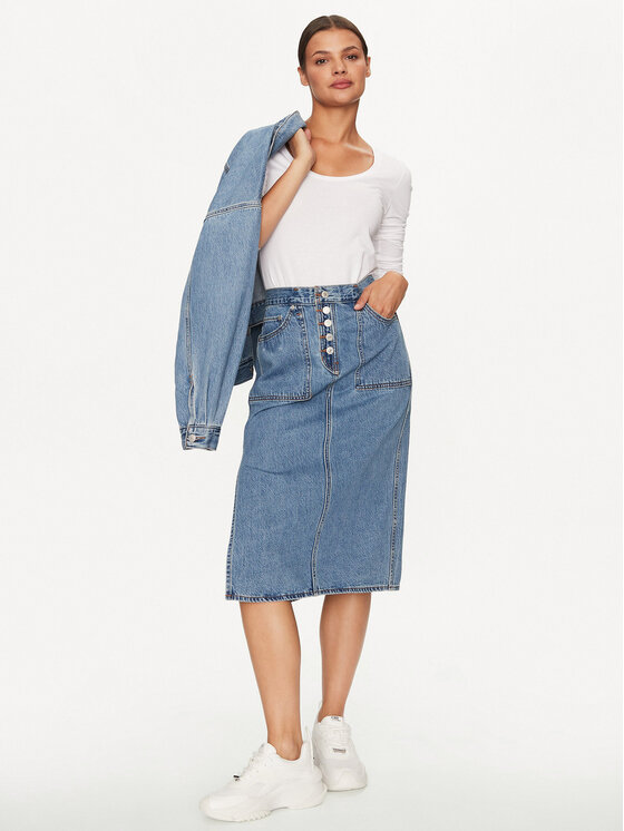 Levi's® Levi's® Džinsinis sijonas Reversible Slit A6082-0000 Mėlyna Relaxed Fit