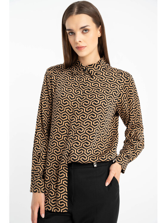 CLICK CLICK Koszula 10-6935 Brązowy Regular Fit