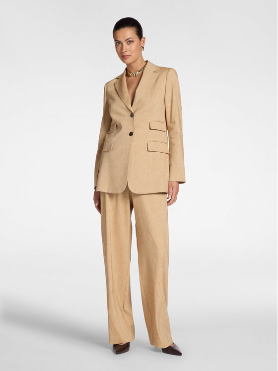 Elena Mirò Elena Mirò Spodnie materiałowe P014P000462N012 Kremowy Regular Fit