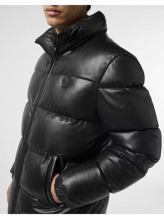 PHILIPP PLEIN PHILIPP PLEIN Kurtka skórzana 26031 Czarny Regular Fit