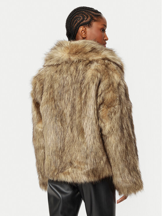 Gina Tricot Gina Tricot Pelzmantel 24547 Braun Regular Fit