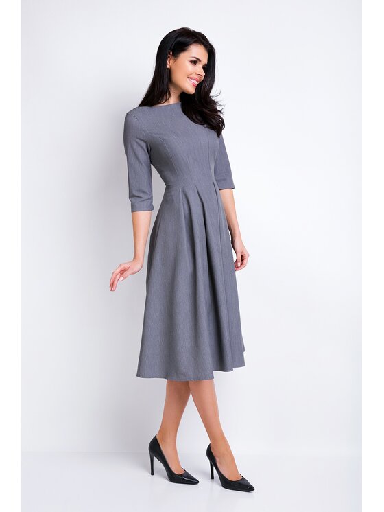 Awama Awama Sukienka codzienna A159 Szary Basic Fit