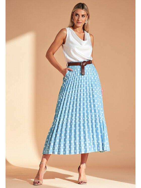 FIGL FIGL Gonna plissettata M1155 Blu Flared Fit
