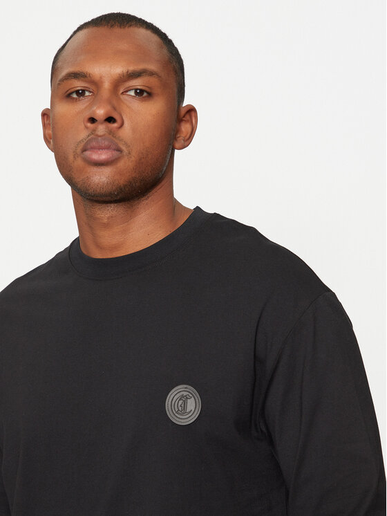 Just Cavalli Just Cavalli Pikkade varrukatega T-särk 77OAHE10 Must Regular Fit