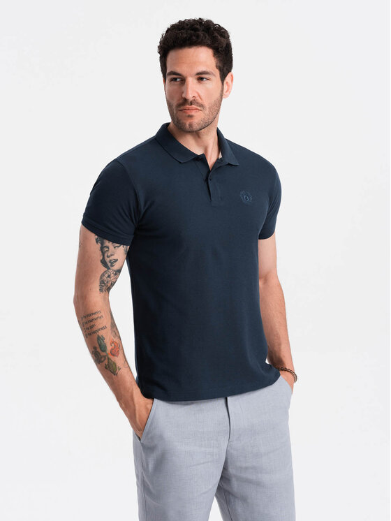 Ombre Ombre Polokošile OM-POBS-0100 Modrá Regular Fit