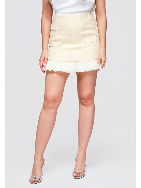 Ombre Ombre Spódnica mini OW-GL-E0010 Żółty Slim Fit