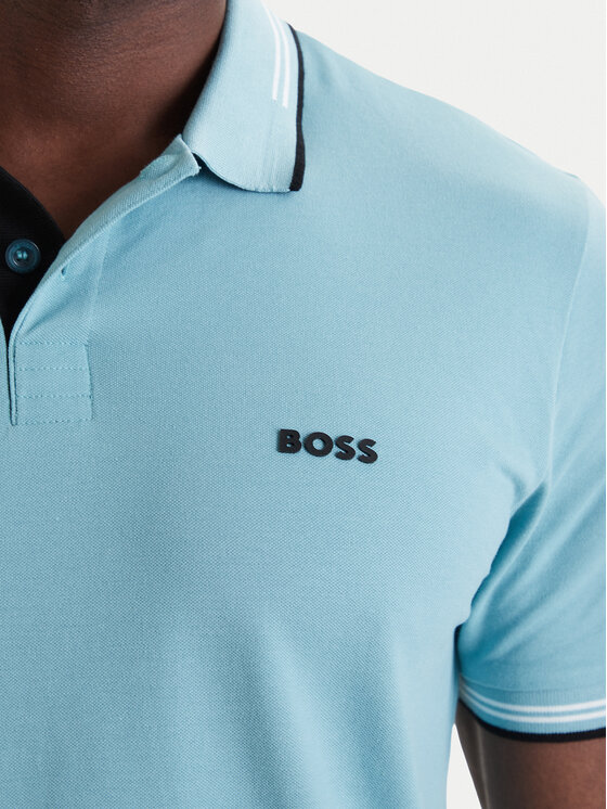 BOSS BOSS Тениска с яка и копчета Paul 50506193 Зелен Slim Fit