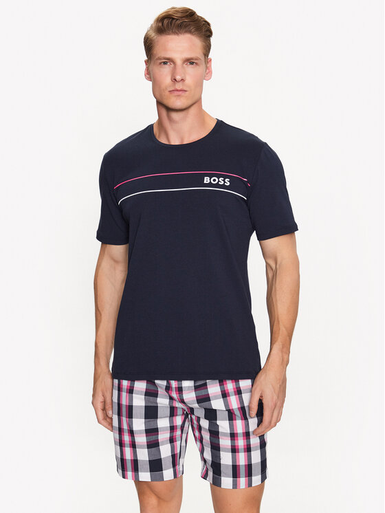 Lot Deux Shorts Pyjama Short Pyjama BOSS Homme - Lot De 2 Shorts En Popeline Coton Lot 2 Shorts Pyjama Coton