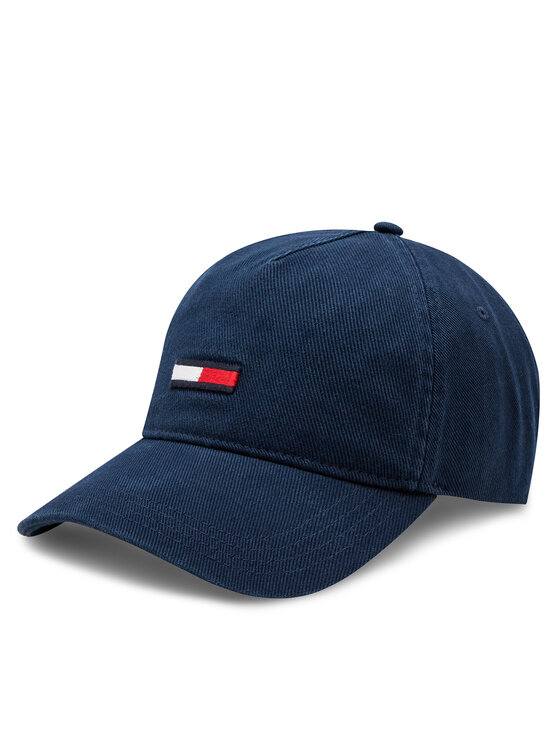 Tommy Jeans Cepure ar nagu Tjm Elongated Flag Denim Cap AM0AM12427 Tumši zils