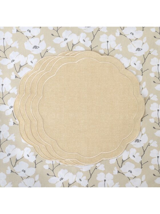 Roseberry Home Roseberry Home Podkładka na stół haftowana Beige Petali Beżowy