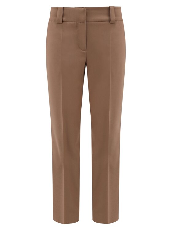 Entelier Entelier Spodnie materiałowe cygaretki Beżowy Comfortable Fit