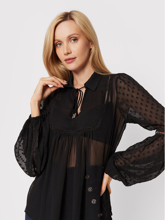 Guess Guess Блуза W2YH53 WDW52 Черен Relaxed Fit