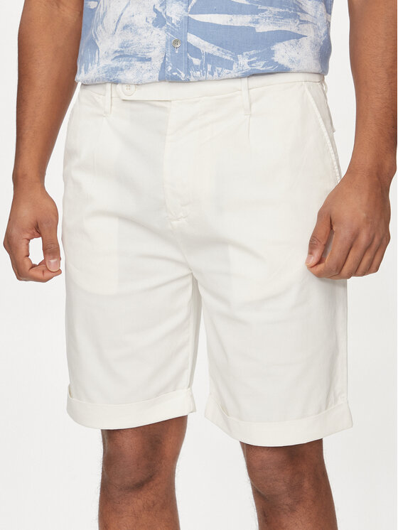 Guess Bavlnené šortky Noah M4GD14 WG3QA Écru Slim Fit