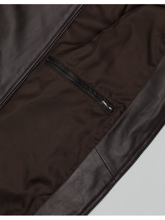 Borgio Borgio Kurtka skórzana asiago_cb Brązowy Slim Fit