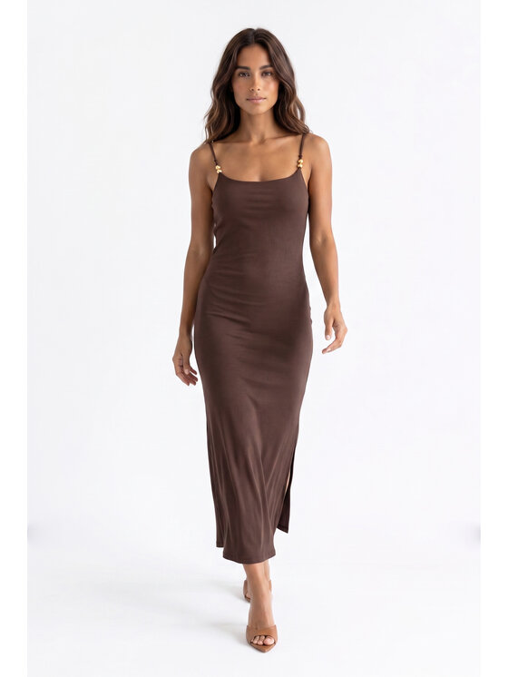 FIGL FIGL Sukienka letnia M1199 Brązowy Fitted Fit