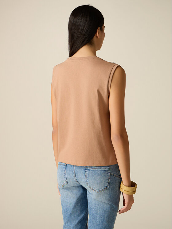 Oltre Oltre Top G00AJ004336N012 Crema Regular Fit
