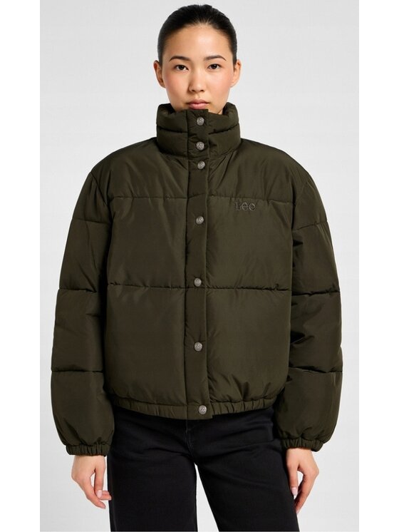 Lee Lee Kurtka przejściowa Relaxed Short Puffer Jacket Zielony Relaxed Fit