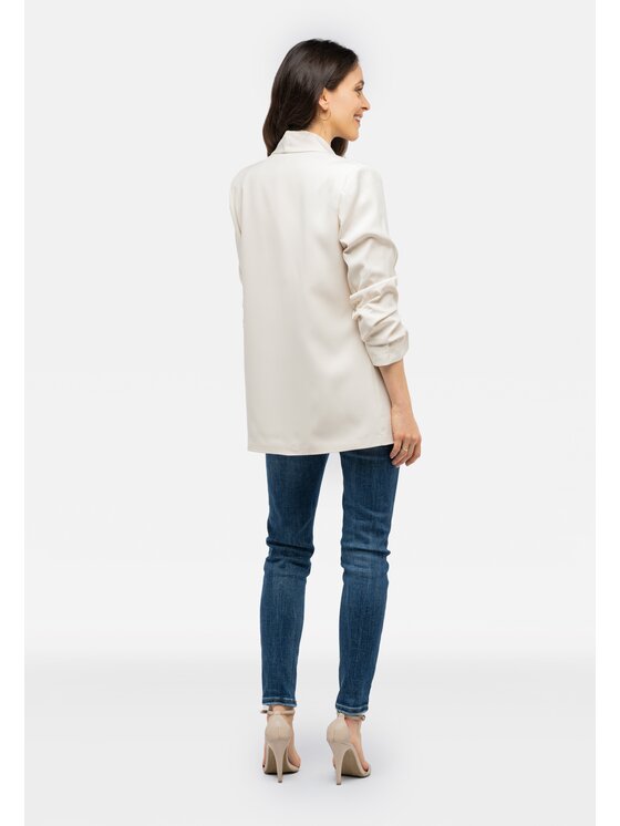 Perso Perso Marynarka ze ściąganymi rękawami Beżowy Casual Fit