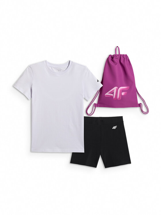 4F 4F Komplet bluzka i szorty sportowe JOY MOTION Kolorowy Regular Fit