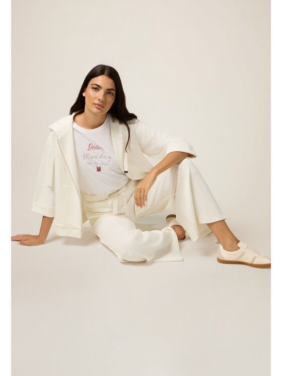 Oltre Oltre Pantaloni di tessuto P826J002380N011 Bianco Baggy Fit