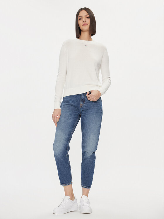 Tommy Jeans Tommy Jeans Džemper Essential DW0DW17254 Bijela Regular Fit