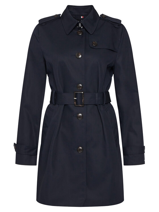 Tommy Hilfiger Tommy Hilfiger Trench Heritage Single WW0WW24966 Bleumarin Regular Fit