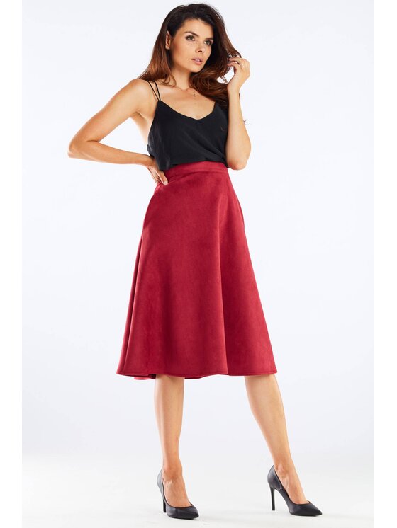 Awama Awama Spódnica A462 Bordowy Basic Fit