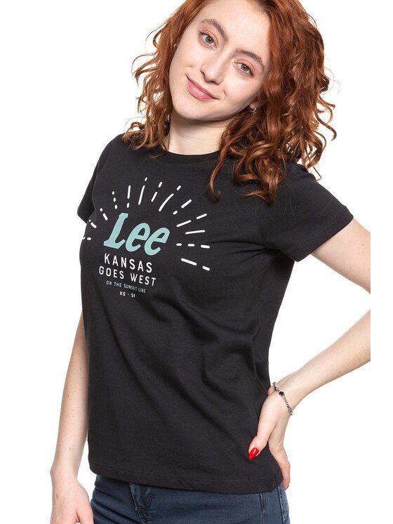 Lee Lee T-Shirt SEASONAL LOGO TEE Czarny Slim Fit
