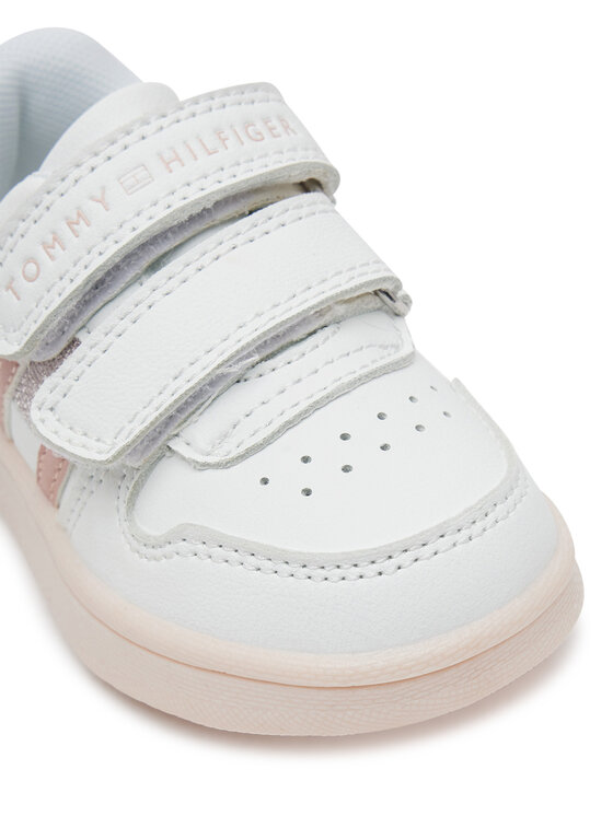 Tommy Hilfiger Tommy Hilfiger Laisvalaikio batai Flag Low Cut Velcro Sneaker T1A9-33730-1439 M Balta