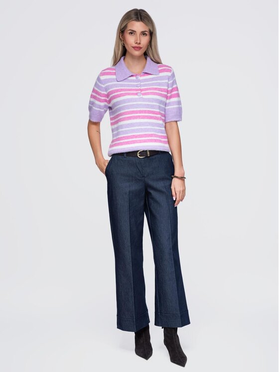 Ombre Ombre Sweter OW-SW-E0031 Fioletowy Relaxed Fit