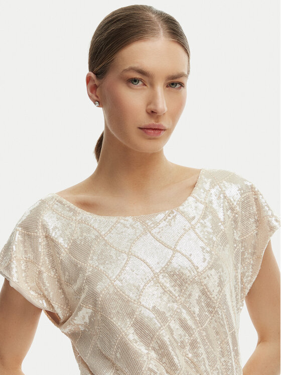 Rinascimento Rinascimento Официална рокля CFC0020276002 Бежов Slim Fit