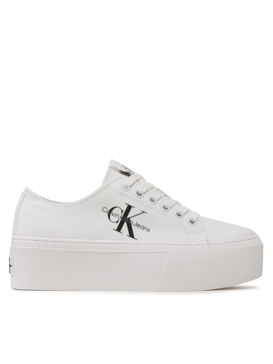 Calvin Klein Jeans Tenis Superge Cupsole Low Txt YW0YW01033 Bela