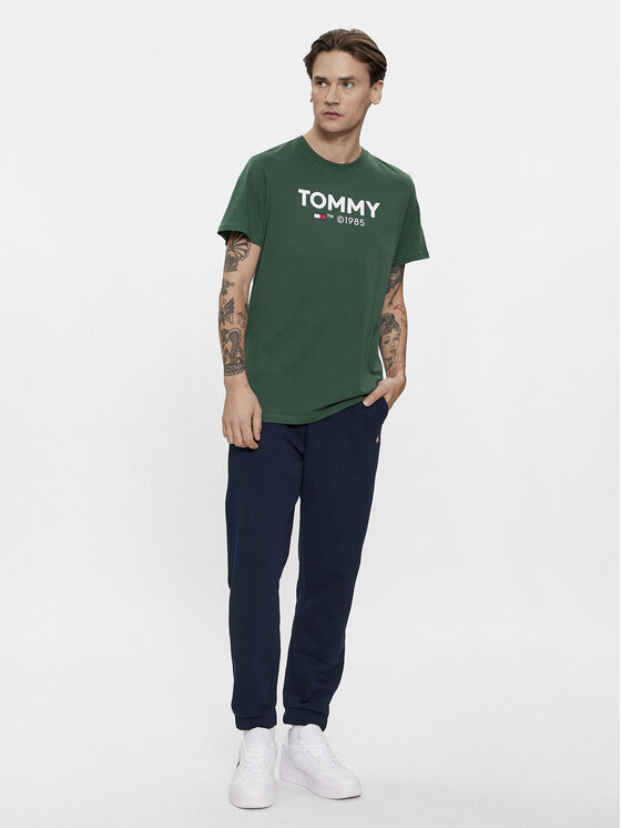 Tommy Jeans Tommy Jeans T-Shirt Essential DM0DM18264 Zielony Slim Fit