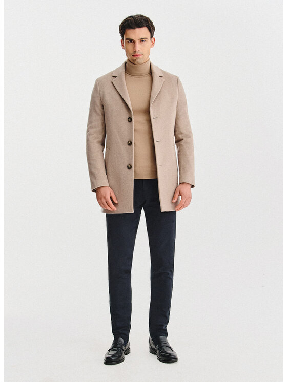 Pako Lorente Pako Lorente Płaszcz wełniany P25WF-7X-020 Beżowy Classic Fit