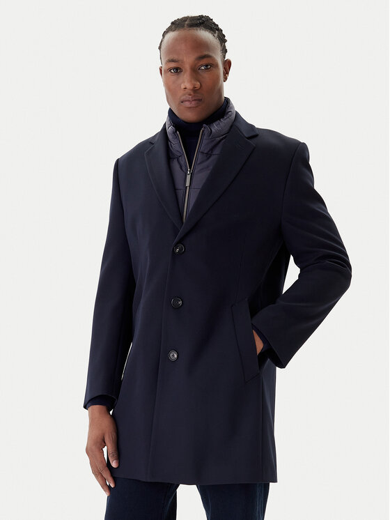 Bugatti Palton de lână 821628-84221 M Bleumarin Regular Fit