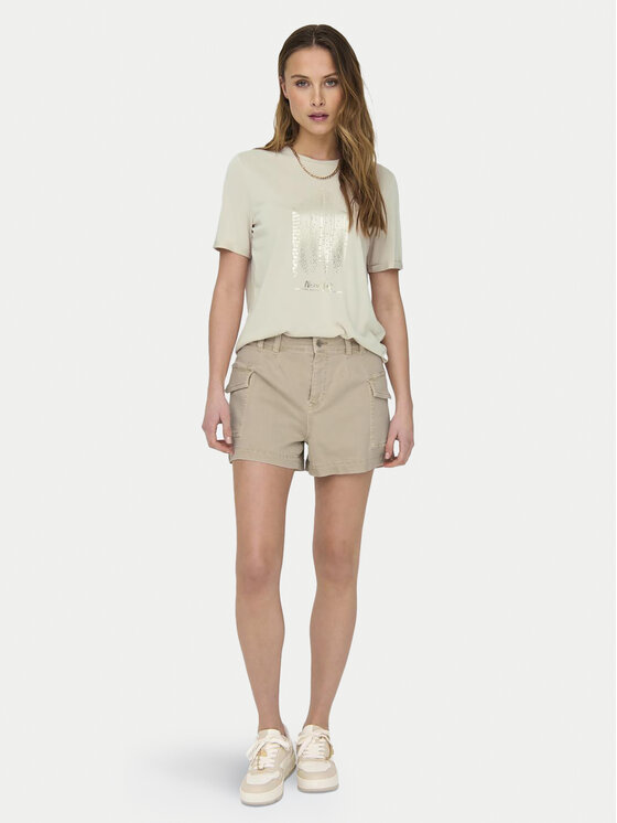 ONLY ONLY Kratke hlače iz tkanine Missouri 15328087 Bež Regular Fit
