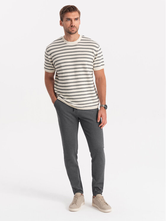 Ombre Ombre Kalhoty z materiálu OM-PACP-0116 Šedá Regular Fit