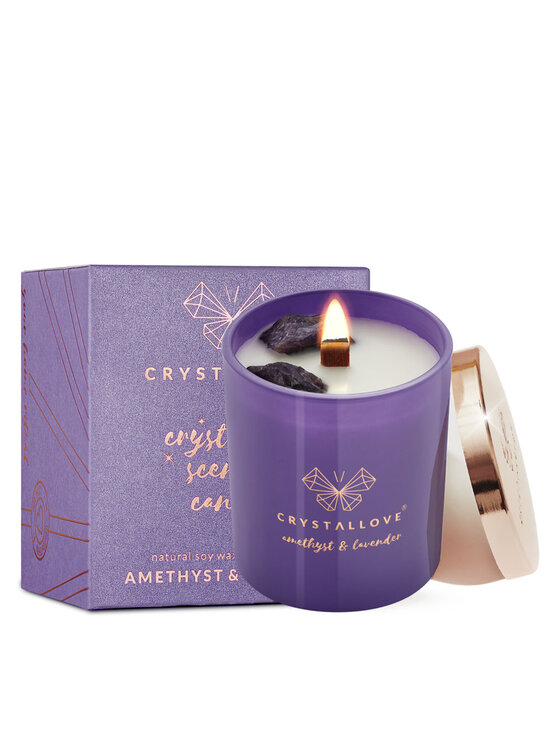 Crystallove Crystallove Świeca z kwarcem różowym Fioletowy