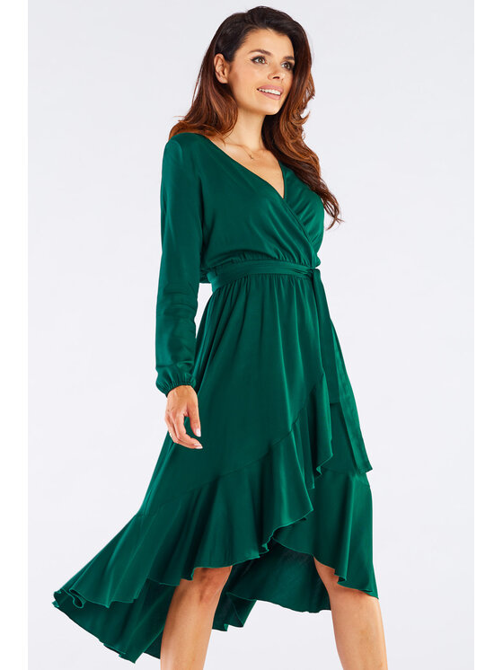 Awama Awama Letní šaty A456 Zelená Basic Fit