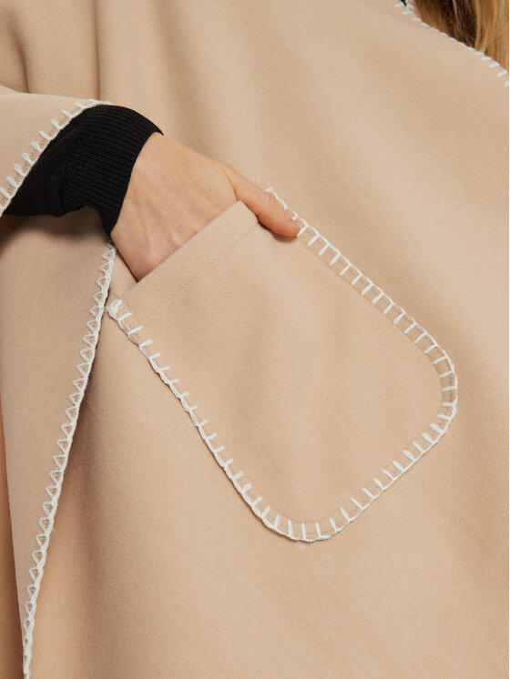 Pieces Pieces Poncho Nadja 17152351 Bej Relaxed Fit