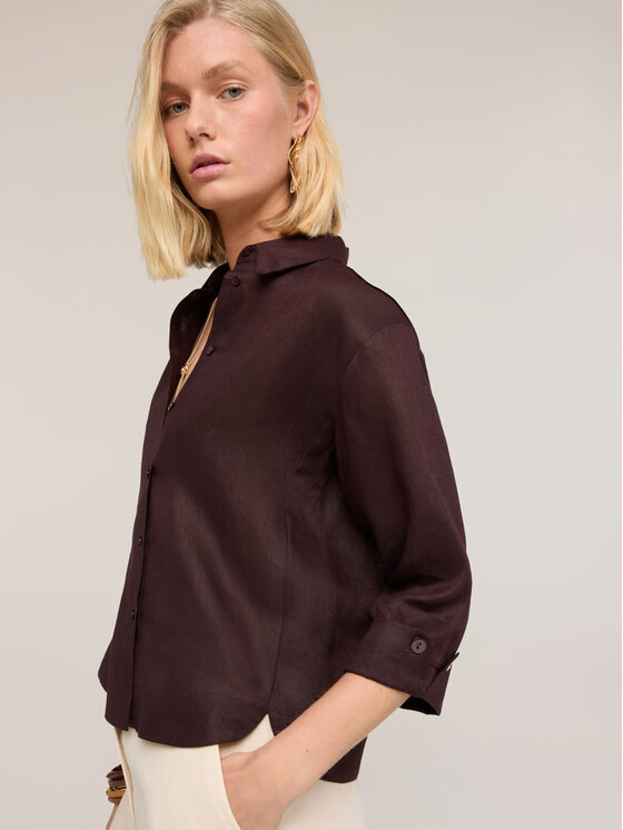 Motivi Motivi Camicia 5020W000521N029 Bordeaux Cropp Fit