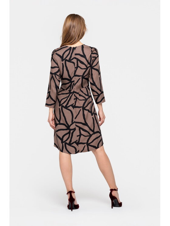 EMOI EMOI Sukienka codzienna wiskozowa krótka Brązowy Feminine Fit
