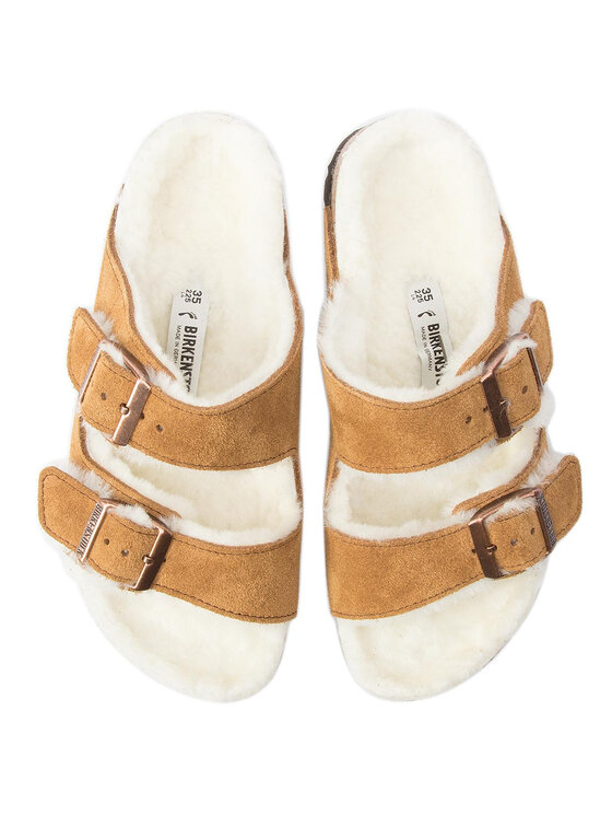 Birkenstock Birkenstock Kapcie Arizona Fur 1001135 Brązowy