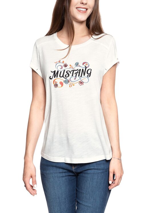 Mustang Mustang T-shirt AUDREY C EMBRO Bianco Regular Fit