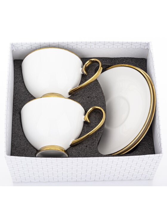 MIAhome MIAhome Zestaw 2 filiżanek porcelanowych ze spodeczkiem MARISCA Biały