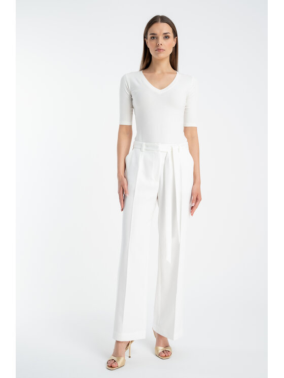 CLICK CLICK Bavlnené nohavice 30-402 Biela Relaxed Fit