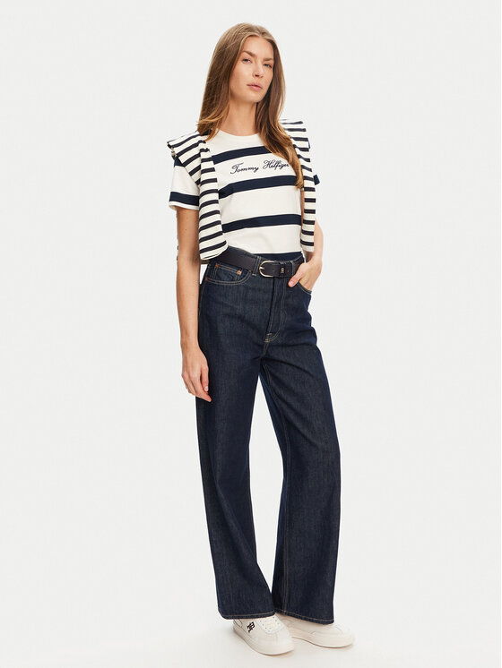 Tommy Hilfiger Tommy Hilfiger Футболка Script WW0WW45746 Écru Regular Fit