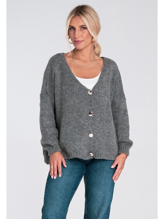FIGL FIGL Kardigan M1241 Šedá Regular Fit