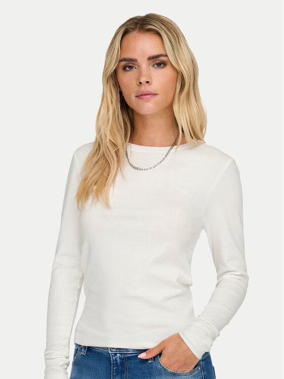 ONLY ONLY Bluzka Riley 15323159 Biały Slim Fit