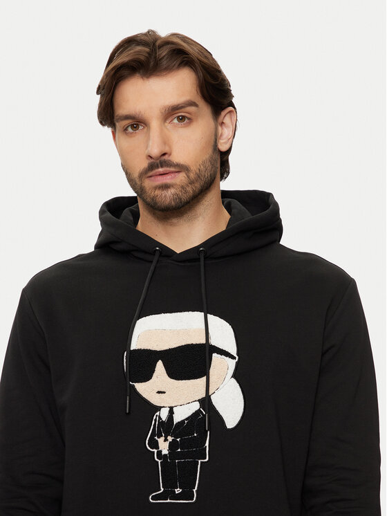 KARL LAGERFELD KARL LAGERFELD Džemperis ar kapuci 705075 544950 Melns Regular Fit